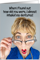 Happy Birthday To Anyone Funny Older Lady Looking Over Glasses Humor card