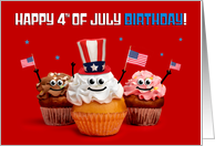 Happy 4th of July Birthday Cute Patriotic Cupcakes Funny Humor card
