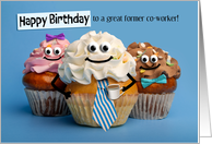 Happy Birthday Custom Former Coworker Office Cupcakes with Faces Funny card