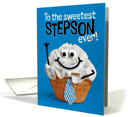 Happy Fathers Day Stepson Sweetest Cupcake with Coffee... (1927694)