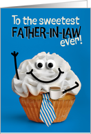 Happy Fathers Day Father In Law Sweetest Cupcake with Coffee Tie Humor card
