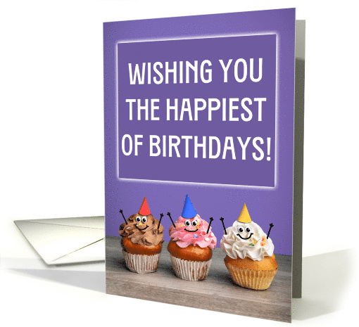 Happy Birthday For Anyone Cute Cupcakes in Party Hats... (1927800)