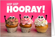 Hip Hip Hooray Congratulations For Anyone Celebrating Cupcake Humor card