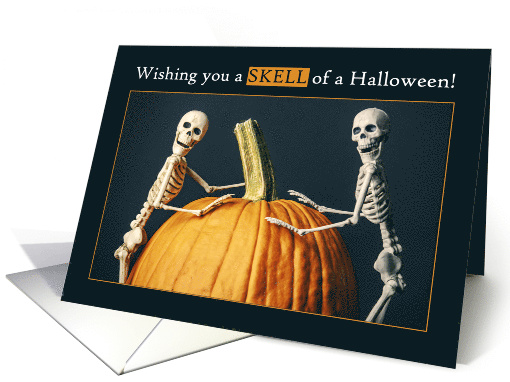 Happy Halloween For Anyone Skeletons With Pumpkin Humor card (1946024)