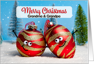 Merry Christmas Grandma Grandpa Grandparents Cute Ornament Couple Snow card