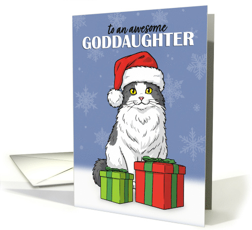 Merry Christmas Goddaughter Santa Hat WIth Gifts Humor card (1955440)