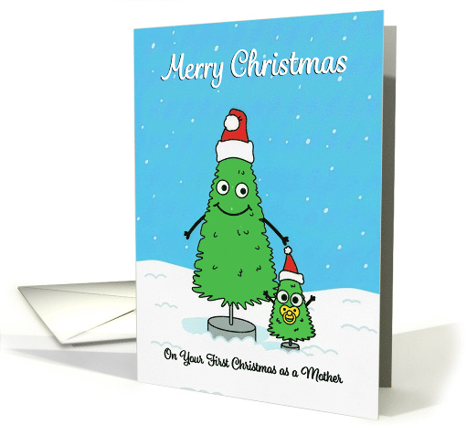 Merry Christmas First Year as Mother Cute Christmas Tree Family card