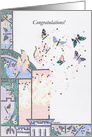 Mosaic Bat Mitzvah, Shabbat Candles, Butterflies card