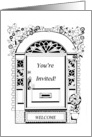 Home Invitation Coloring Book, Door Frame, Ivy card