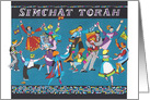 Simchat Torah Dancing, Children, Torah Scrolls card