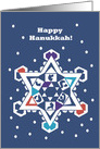 Hanukkah Snowflake, Star of David with Dreidels card