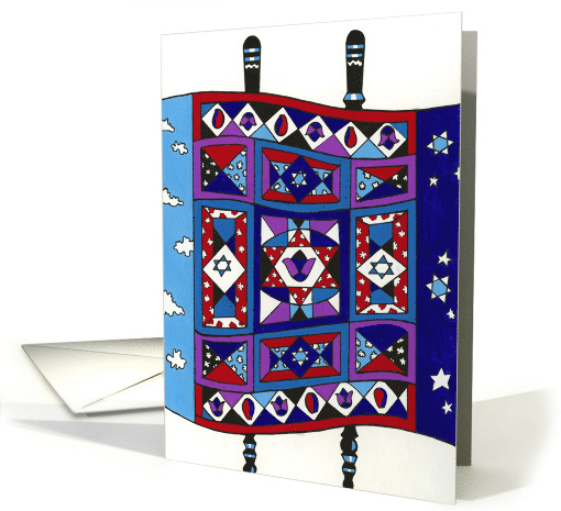Bat Mitzvah Torah, Quilt-Effect Torah card (1522112)