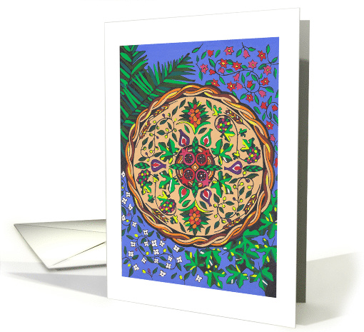 Tu B'Shvat Basket Mandala, Fruits, Flowers card (1526108)