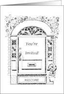 Home Invitation Coloring Book, Door Frame, Ivy card