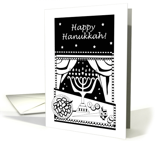 Hanukkah Scene Coloring Book, Menorah, Latkes card (1529580)