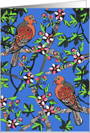 Turtledoves PatternBlank Note, Apple Blossoms, Fig Trees card