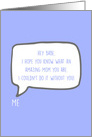 Babe Amazing Mom Message in Speech Bubble on Blue Blank Inside card