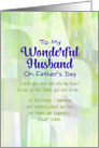 Father’s Day to Husband From Wife Geometric Green Blue Blank Inside card