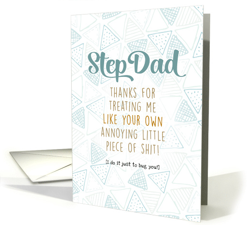 for Step Dad Father's Day Funny Teal and Brown Typography... (1525586)