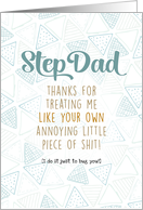 for Step Dad Father’s Day Funny Teal and Brown Typography Geometric Pattern card