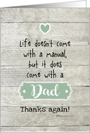 Thanks Dad, Life Doesn’t Come With A Manual Weathered Wood Teal Grey card