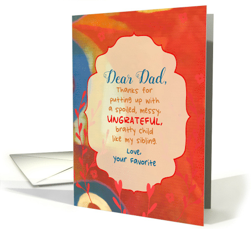 Dad Father's Day Dear Dad From Your Favorite Red Blue Beige card