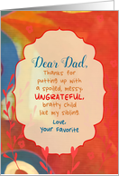 Dad Father’s Day Dear Dad From Your Favorite Red Blue Beige card