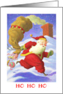 Christmas Busy Santa Near Chimney Bag of Toys card
