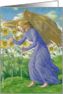 Birthday Bright Sunflower Angel Celestial Being and Garden card