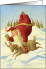 Christmas Santa On Funny Prancing Reindeer card