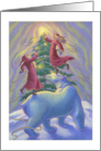 Father Christmas and his Wife on Polar Bear Decorating Tree card