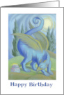 Birthday Gryphon and Cake Winged Blue Animal card