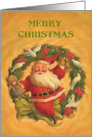 Holidays Christmas Santa with Ornate Decorated Wreath card