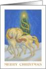 Holidays Christmas Magical Horses and Bright Tree card
