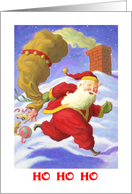 Christmas Busy Santa Near Chimney Bag of Toys card