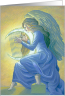 Sympathy Angel With Moon Harp Glowing Celestial Being card