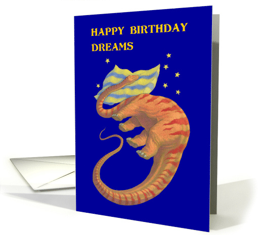 Birthday Dinosaur Dreaming Diplodocus on a Bright Pillow card