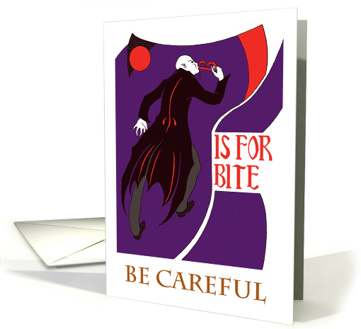 Holidays Halloween Dracula Biting and Bloody Humor card (1529234)