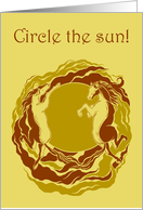 Birthday Horses Circle the Sun in Earth Tones card