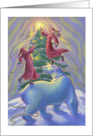 Father Christmas and his Wife on Polar Bear Decorating Tree card