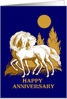 Anniversary With Horses and Full Moon Loving Horses card