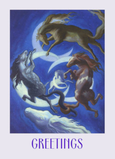 Greetings My Friend Celestial Horses and Crescent Moons