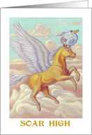 Birthday Pegasus and Dodo Bird Bird Atop Flying Horse card