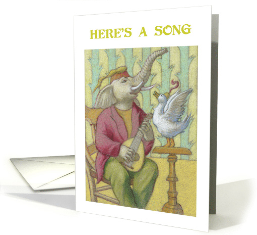Birthday Elephant Musician Duck Singing a Song card (1691358)