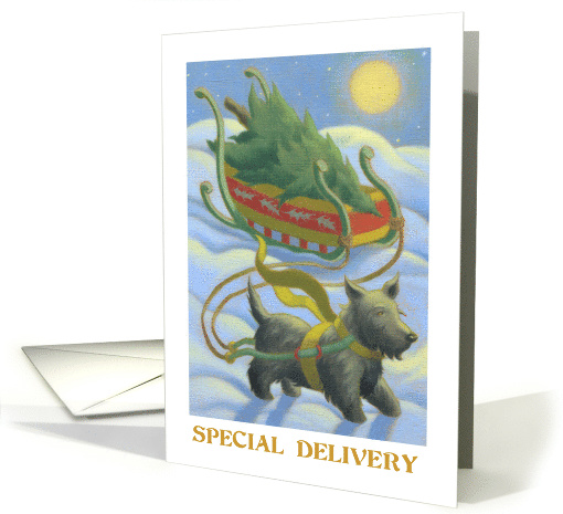 Holidays Christmas Scottish Terrier and Tree card (1696046)