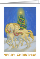 Holidays Christmas Magical Horses and Bright Tree card