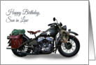 Son in Law Birthday Featuring Classic WW2 American Military Motorcycle card