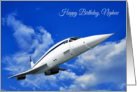 Nephew Birthday Featuring a Graphic of a Supersonic Airliner card