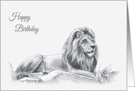 Birthday, Beautiful Lion Big Cat card