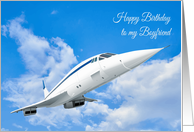 Boyfriend Birthday Featuring a Graphic of a Supersonic Airliner card